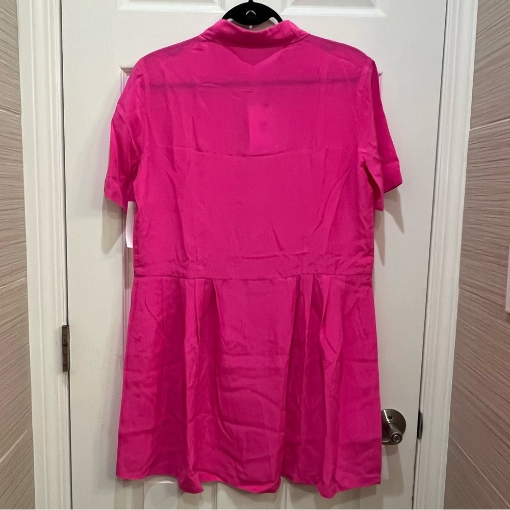 NWT EQUIPMENT Hot Pink Silk Mini Button-down Dress L - Picture 5 of 5